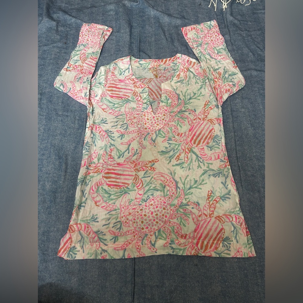 Lilly Pulitzer Cream and Pink 3/4 Sleeve Blouse